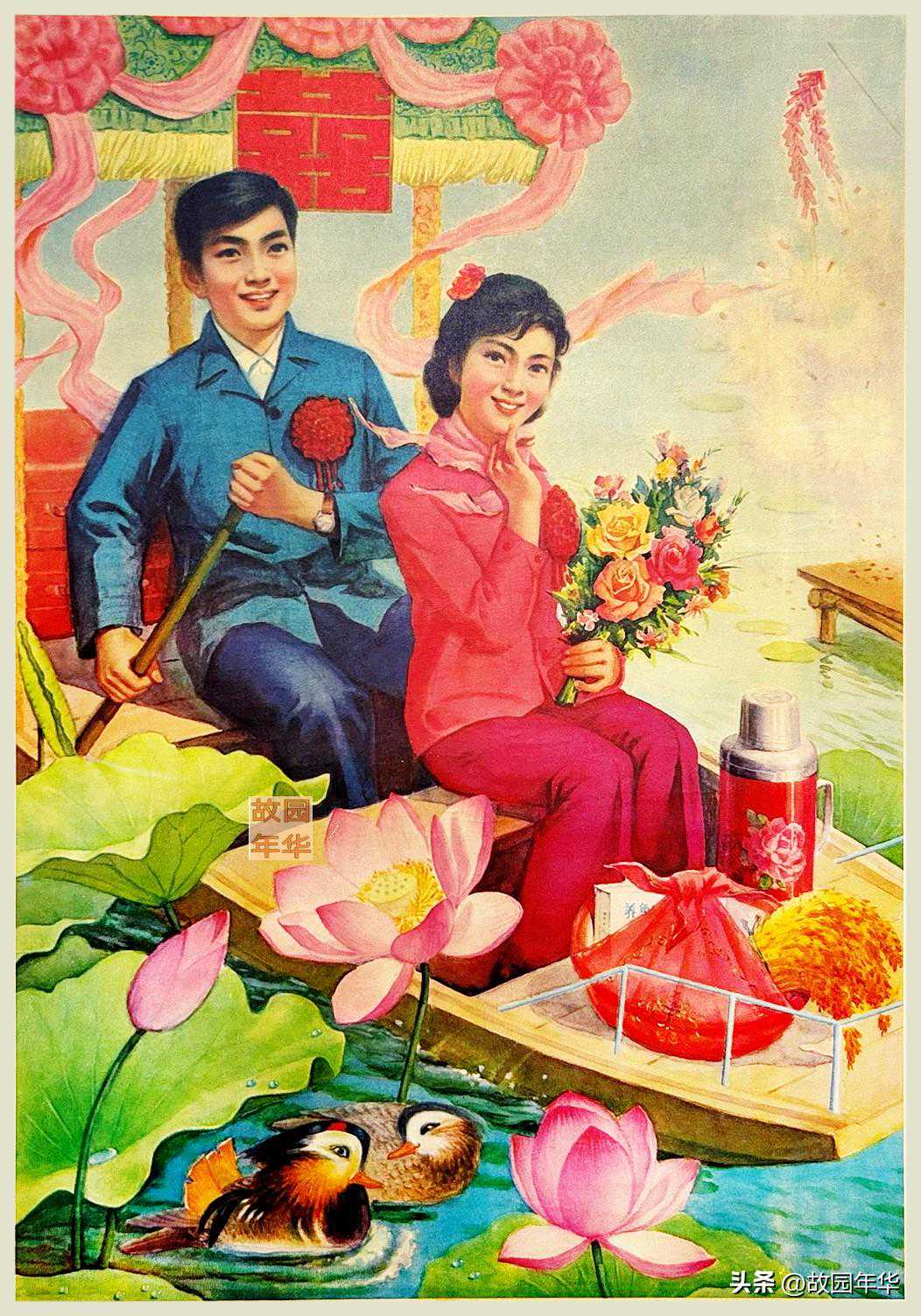 刚刚高清修复的一组婚礼题材年画，真是喜气洋洋